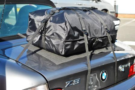 dark grey bmw z3 with a boot-bag original boot rack fitted