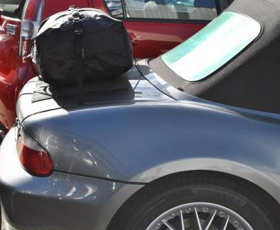 side view of a bmw z3 with a boot-bag original boot rack fitted