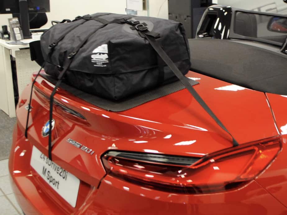 Red BMW Z4 G29 with Boot Bag Original fitted in showroom with hood down