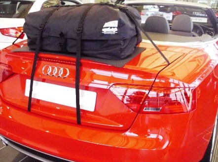 red audi a5 convertible with a boot-bag original boot rack fitted