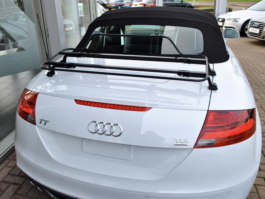 white audi tt mk2 roadster with a black luggage rack fitted