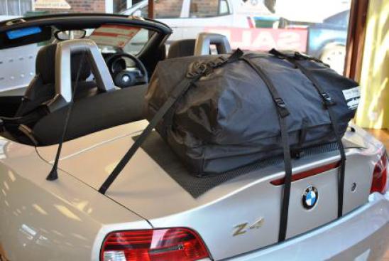 silver bme z4 E85 with a boot-bag fited