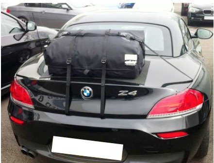 black bmw z4 e89 at a bmw garage with a boot-bag original boot rack fitted