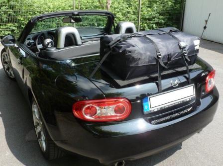 black mazda mx5 mk3 with a boot-bag original boot rack fitted
