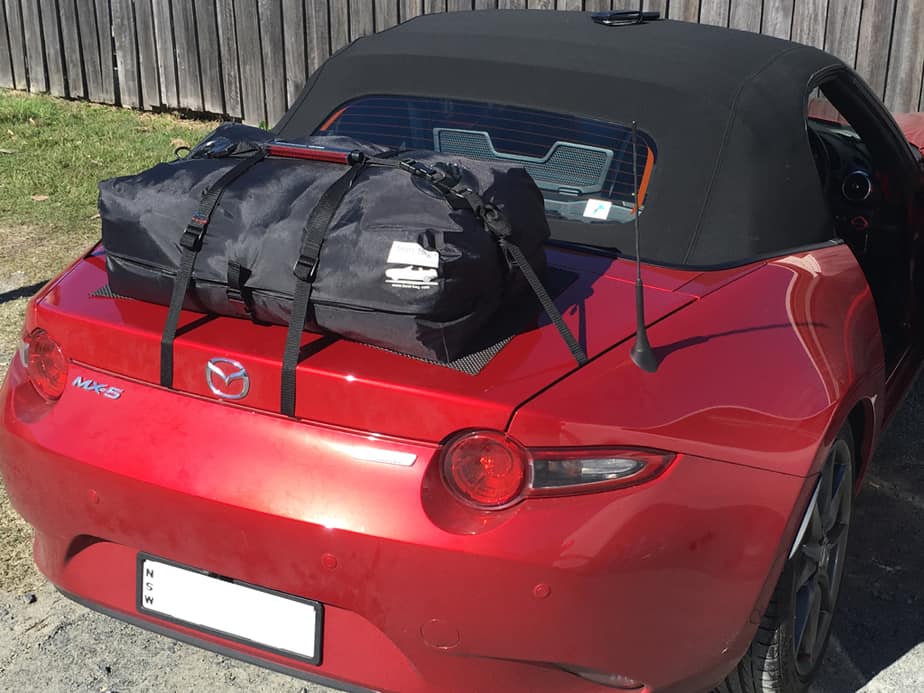 red mazda mx5 nd mk4 in nsw with a boot-bag boot rack fitted