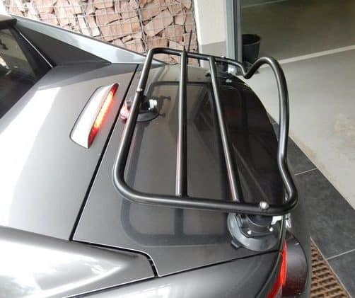 side view of a mazda mx5 rf with a boot rack fitted on the boot