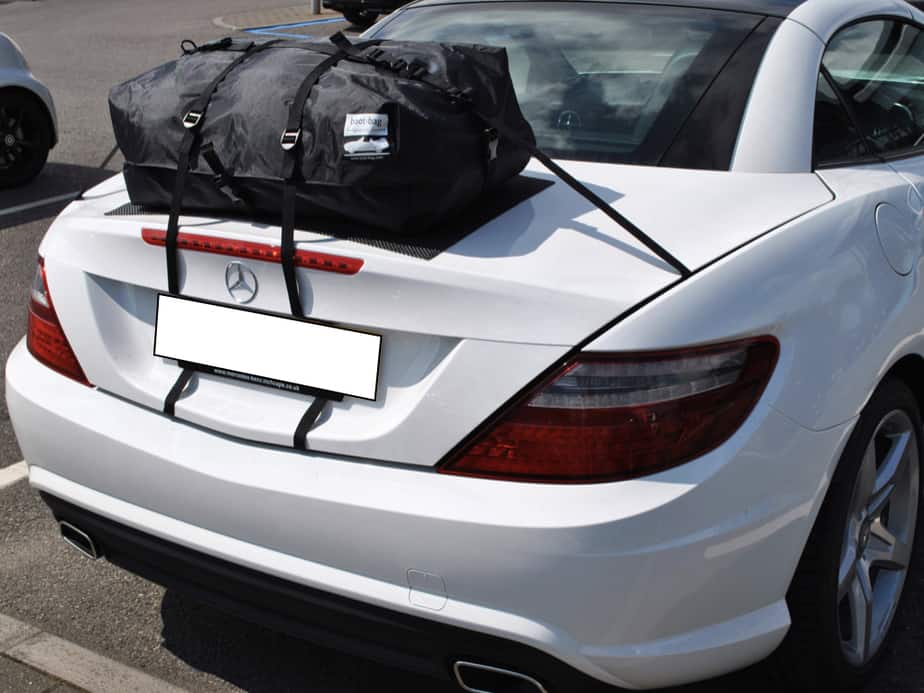white mercedes benz slc with boot-bag original boot rack fitted
