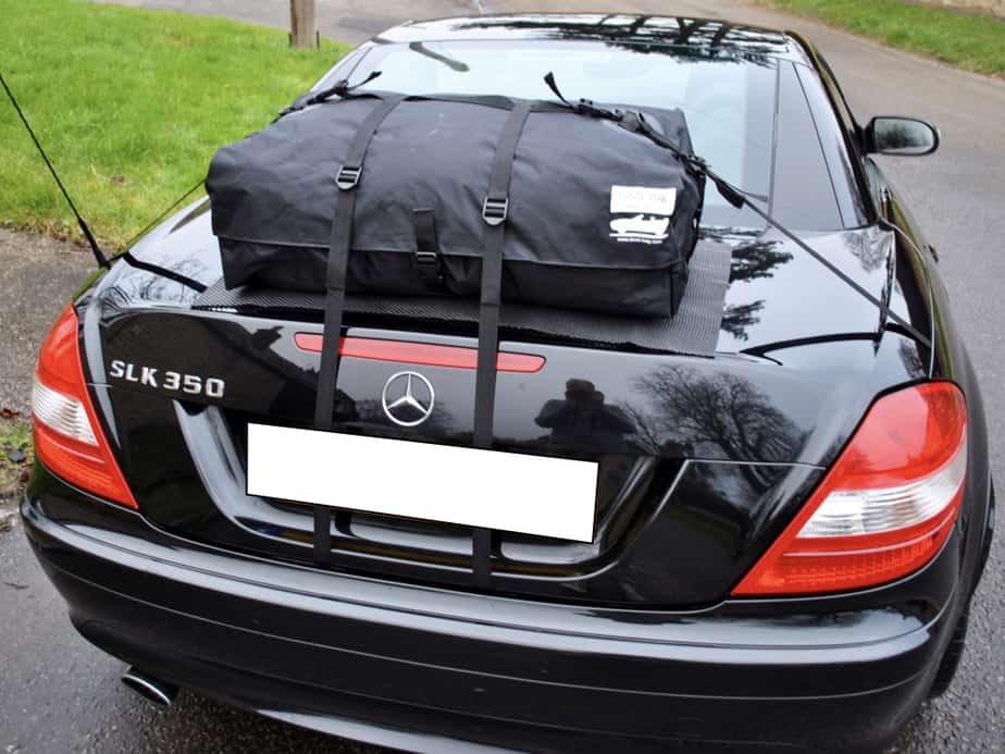 black mercedes benz slk350 r171 2004-11 with a boot-bag original boot rack fitted