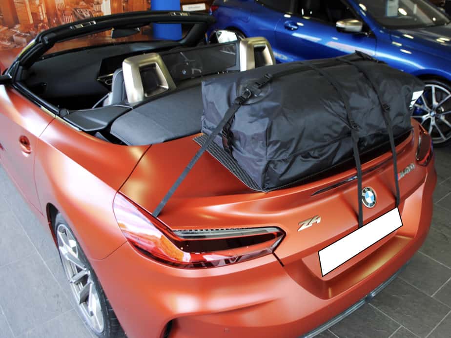 aerial view of a bmw z4 M40i g29 with a boot-bag vacation fitted