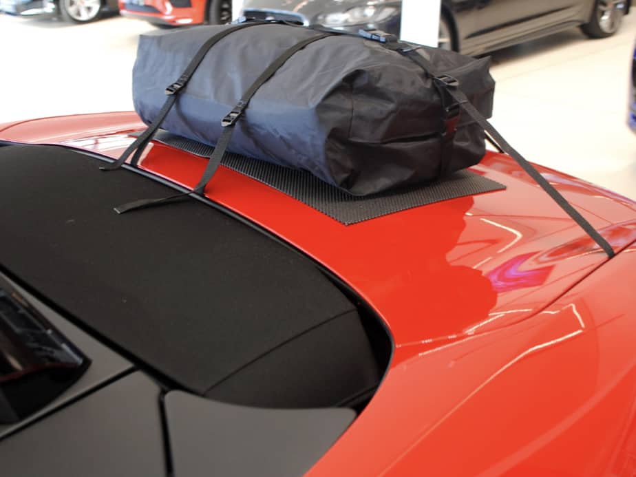 boot-bag original boot rack fitted to red jaguar f type cabriolet