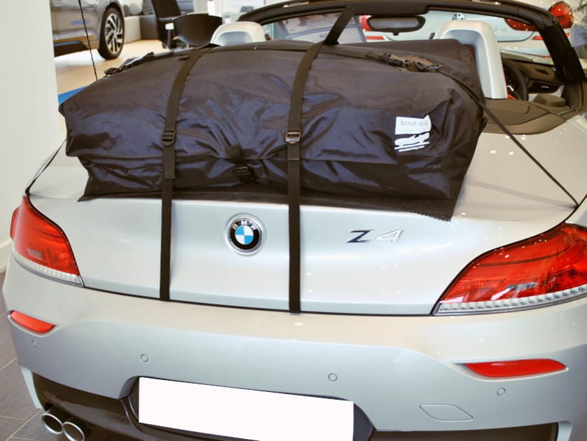 silver bmw z4 e89 with a boot-bag vacation boot rack fitted